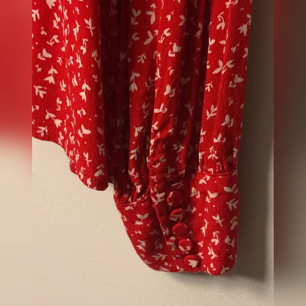 J. Crew Red and White Pretty Patterned Blouse - Picture 4 of 7